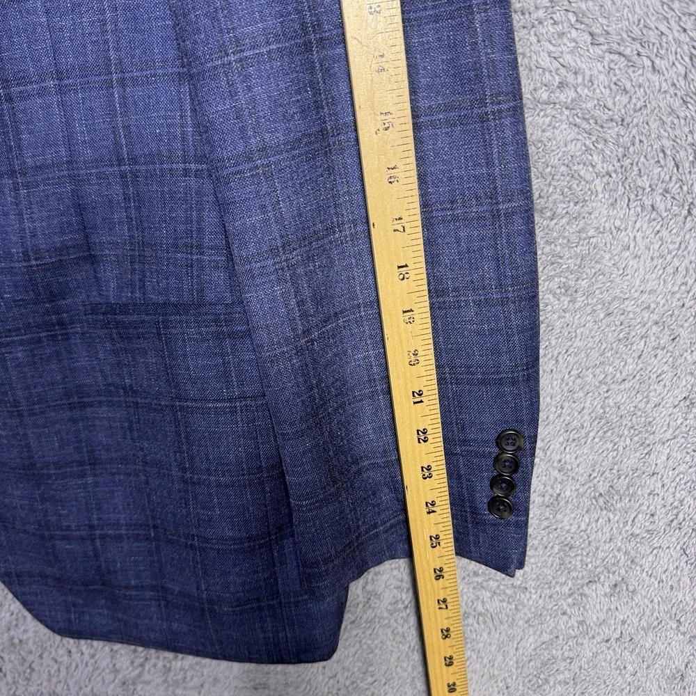 Jos A Bank Sport Coat Mens 44R Signature Windowpane Silk Linen Wool Blazer